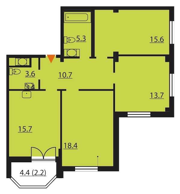Трехкомнатная квартира в : площадь 85.2 м2 , этаж: 12 – купить в Санкт-Петербурге